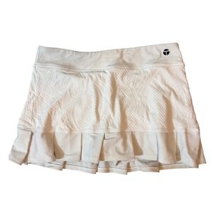 Trina Turk Recreation White Textured Jacquard Pleated Ruffle Tennis Skort XL